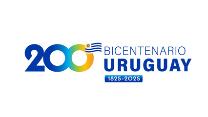 200 years logo - Bicentenario Uruguay, Independence Day 2025. Translation from spanish - Bicentennial of Uruguay. Uruguayan independence, 25 August 1825