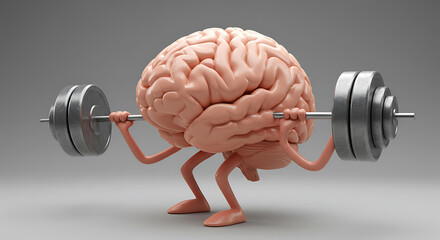 Brain Lifting Weight Strength Training Concept