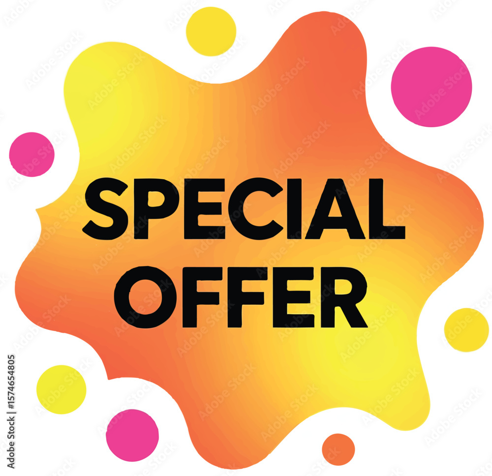 Poster vector art of vibrant special offer with colorful abstract shape and dots isolated on transparent ba