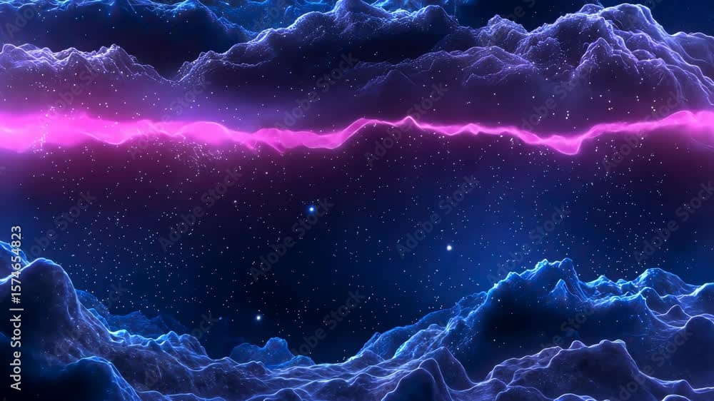 Poster experience a stunning display of glowing clouds and twinkling stars that create a captivating cosmic