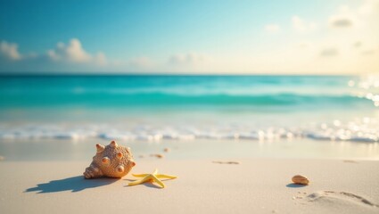 focused shell on the beach