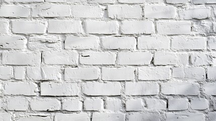 White painted brick wall surface shows rough texture for design elements and artistic backdrop purposes.