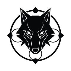 Cyber Wolf Totem Vector Silhouette Illustration