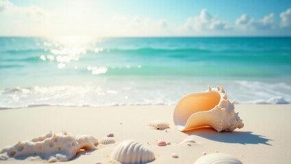 focused shell on the beach