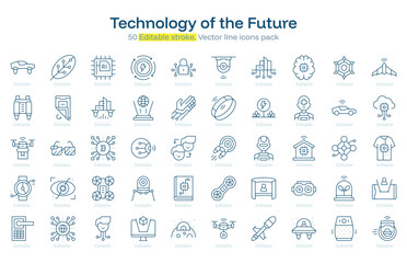 Technology of the Future line icon pack. Technology of the Future Stroke icon set. Editable Stroke icon.