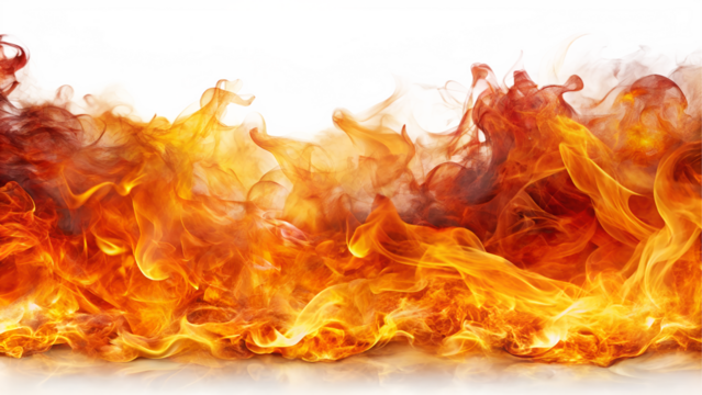 Dynamic Fire Flames Overlay with Transparent Background for Graphic Design