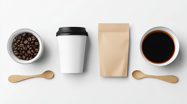 Coffee packaging mockups on a white background. - Powered by Adobe