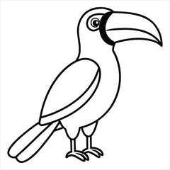 Black and White Illustrated Toucan for Coloring Purpose