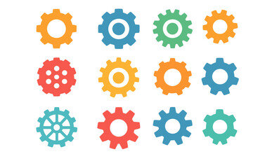 Colorful gears representing teamwork and collaboration in design and engineering projects