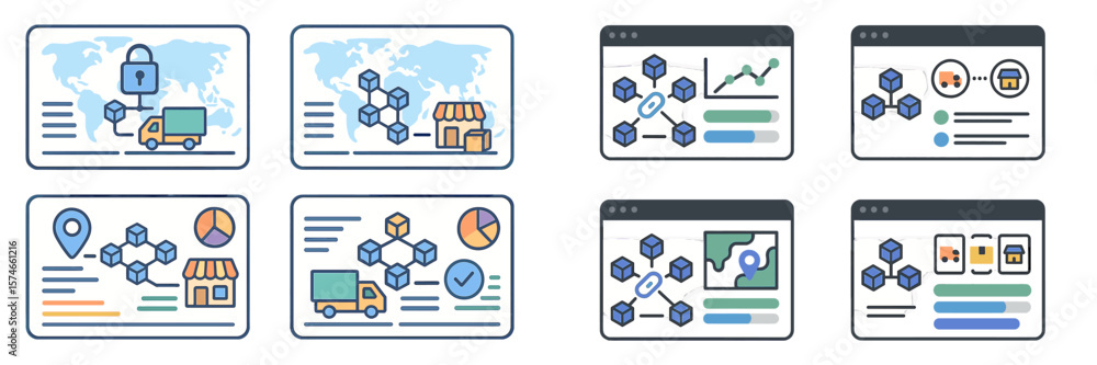 Poster visual representation of data security and logistics management in a global marketplace