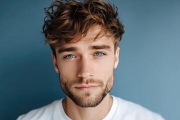 Fototapeta premium Close-up portrait of a man with a thoughtful expression.