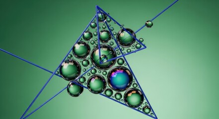 Abstract Geometric Water Droplets Fractal Pattern in Green Tones