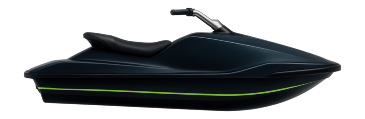 Minimalist jet ski design featuring a flat deck and minimalist handlebars