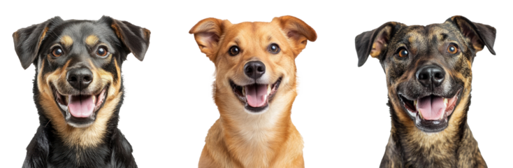 smiling dog portrait isolated on transparent background