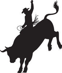 Bull Riding Cowboy Silhouette Perfect for Rodeo Event Poster Western Sports Graphic and Country Design