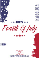 Happy 4th of July USA Independence Day Cursive Text Lettering USA Abstract Flag Template