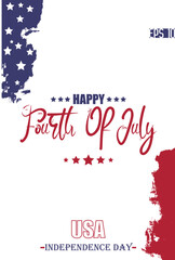 Happy 4th of July USA Independence Day Cursive Typography Lettering USA Abstract Flag Template