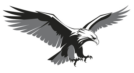 Bird of Prey Action, Eagle in Flight, Nature Scene, Illustration, Majestic Environment, Aerial View, Wildlife Concept