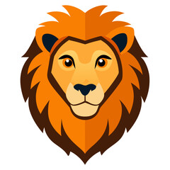 Obraz premium Cartoon Lion Head Sticker – Bold Orange Jungle Animal PNG