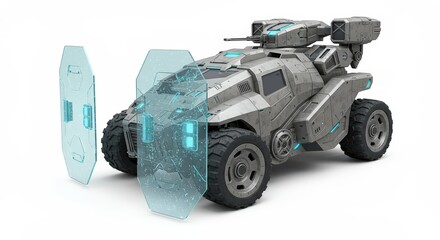 Futuristic Armored Vehicle with Energy Shields