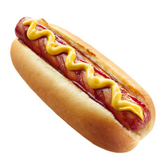 Delicious hot dog with mustard and ketchup.
