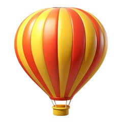 Obraz premium Bright red and yellow striped hot air balloon isolated on white background