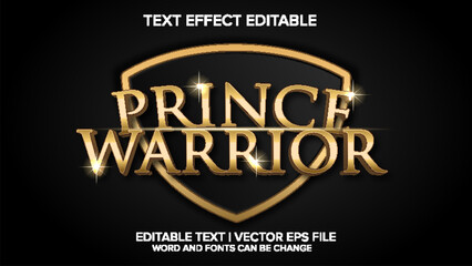 prince warrior text effect vector editable