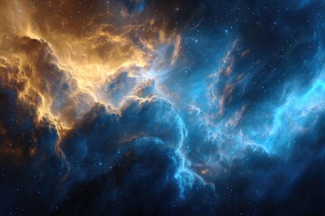 Fototapeta premium Colorful celestial nebula with numerous stars.