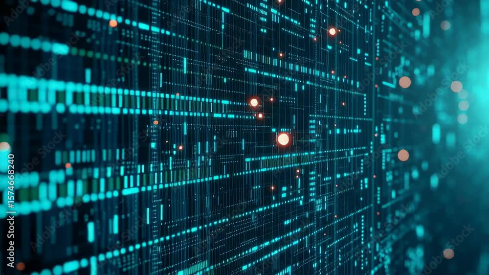 Poster digital data network background glowing cyber matrix futuristic circuit motion