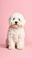 Obraz premium Adorable Komondor Puppy on Pastel Background, Generated image