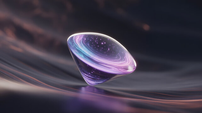 Abstract cosmic sphere with galaxy inside on a dark background