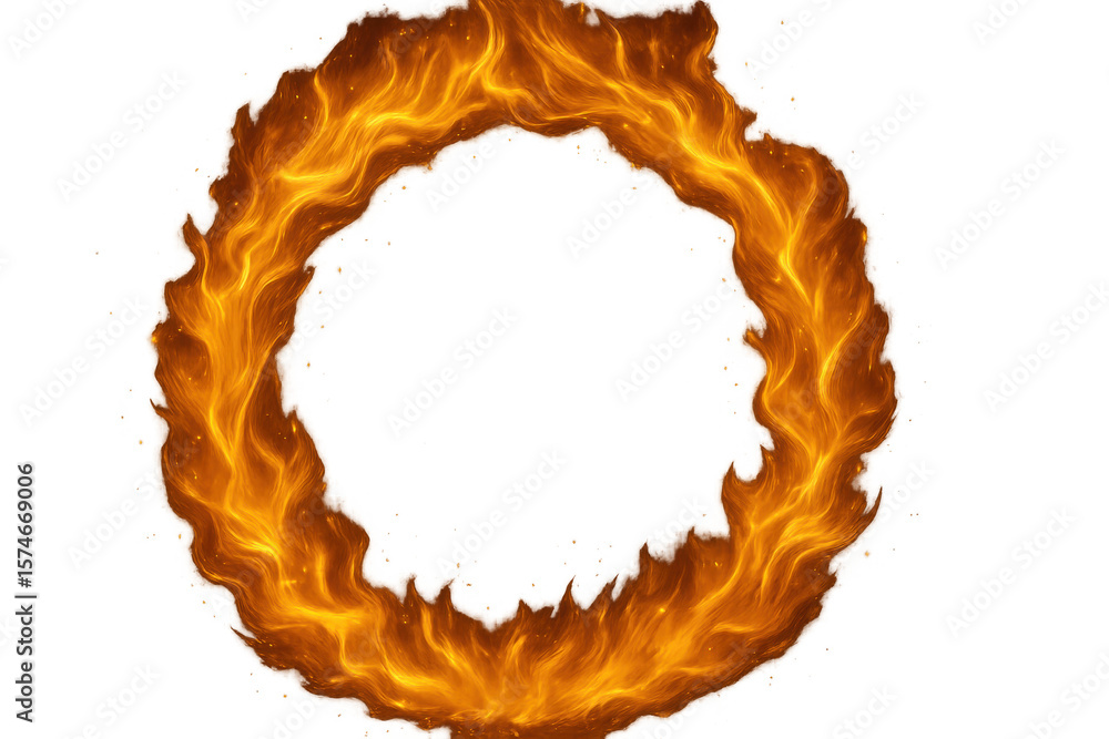 Poster seamless loop of a ring of fire with transparent background, perfect for visual effects and motion g