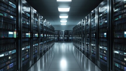 Fototapeta premium High quality photo of powerful server infrastructure exploring the core of data centers and cloud computing technologies.