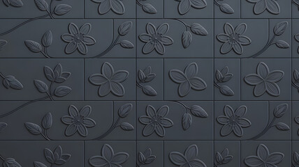 A dark gray floral pattern is tiled seamlessly