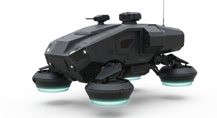 Futuristic Hovercraft Military Vehicle: Advanced Combat Design