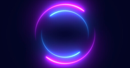 Futuristic neon-colored retro-style glowing circles motion graphic. Loop animation video of neon glowing stylish circle shape bg. Neon lights. circle lights illustration. Eliptical frame glow light