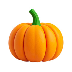 A vibrant orange pumpkin with a textured surface and a bright green stem isolated on transparent background