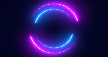 Futuristic neon-colored retro-style glowing circles motion graphic. Loop animation video of neon glowing stylish circle shape bg. Neon lights. circle lights illustration. Eliptical frame glow light