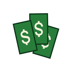 A graphic illustration of green currency symbols on a white background, representing money, finance, and economic concepts. An ideal image for financial services.
