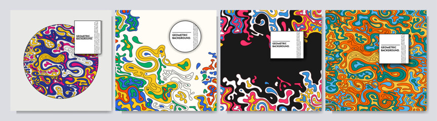 Vector illustration. Flat style hand drawn pattern frame. Trendy color design for social media, blog post, web banner template. Cool fashionable ornament texture. Chemical concept of bacteria and cell