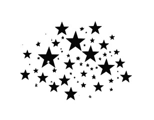 Fototapeta premium Flat Vector Silhouette of Glow-in-the-Dark Stars Cluster, Isolated on Transparent Background