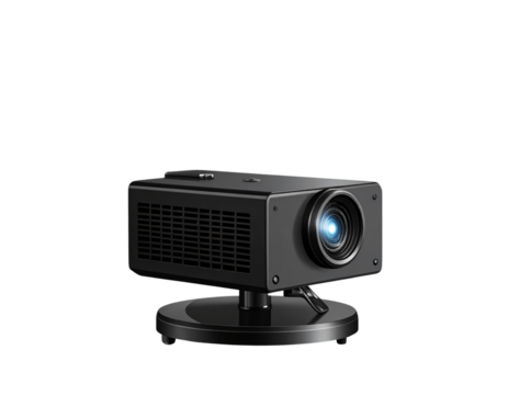 Flat Vector Silhouette of Star Projector Device with Star Beams, Isolated on Transparent Background