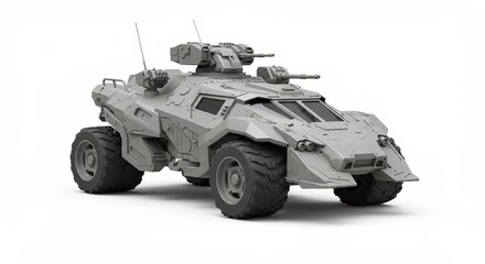 Futuristic Armored Vehicle: 3D Render of Military Combat Machine