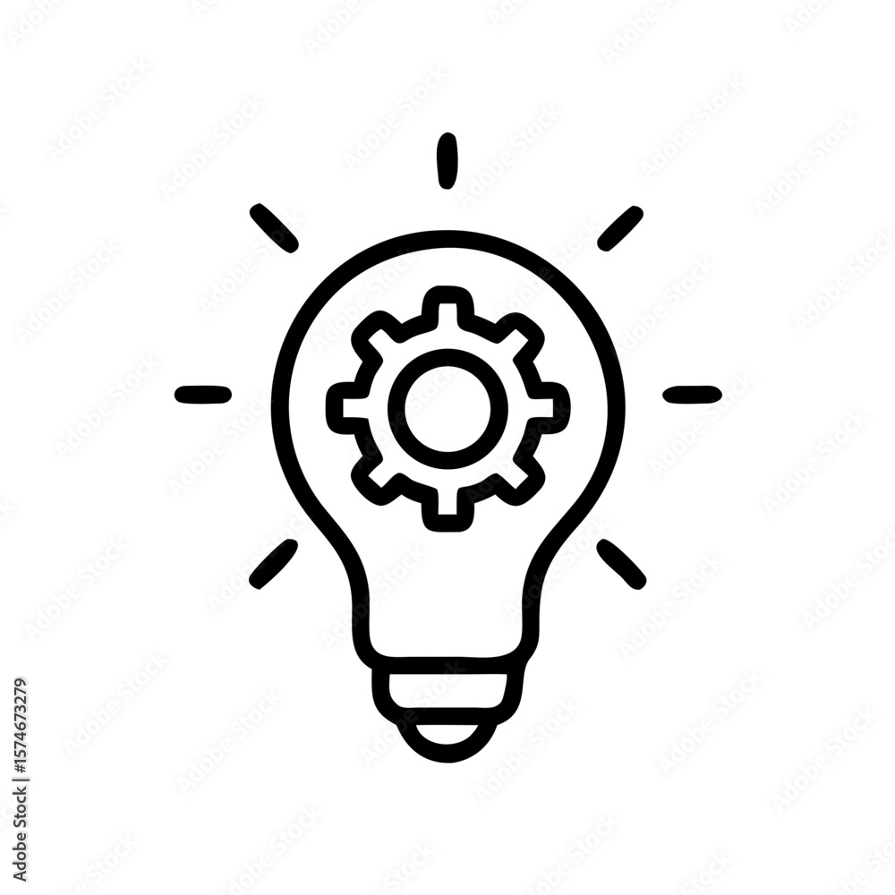 Poster lightbulb idea with gear inside vector icon for innovation process and creative thinking concept