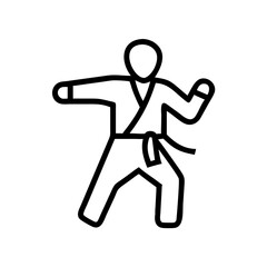 Karate martial arts icon vector illustration featuring fighter stance and uniform design style
