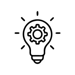 Lightbulb idea with gear inside vector icon for innovation process and creative thinking concept