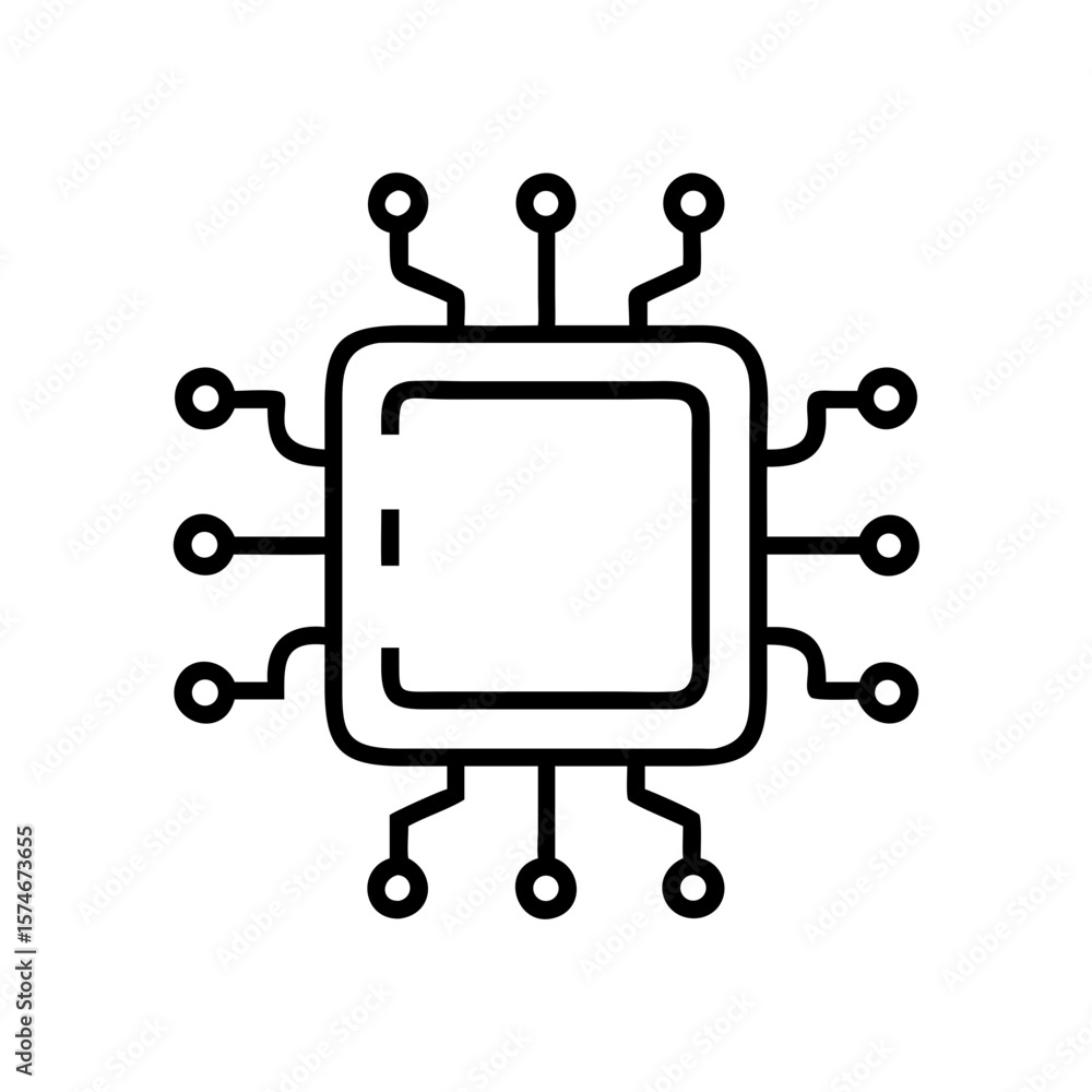 Poster integrated circuit chip processor icon vector design for technology and engineering use