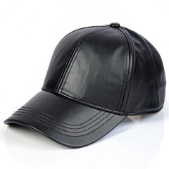 A plain black baseball cap is angled to show its front and side on a clean white background.