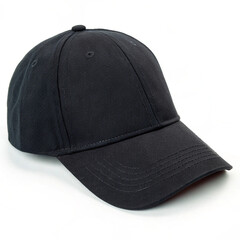 A blank black hat mockup, perfectly lit and isolated for branding and apparel design purposes.