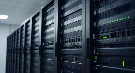 Server Room Data Center with Multiple Network Servers